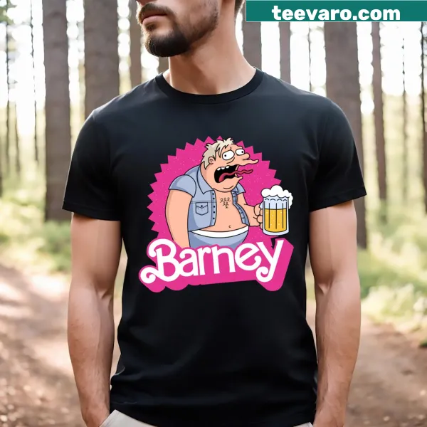 Illustration of Barney on an essential t-shirt for nostalgic fans