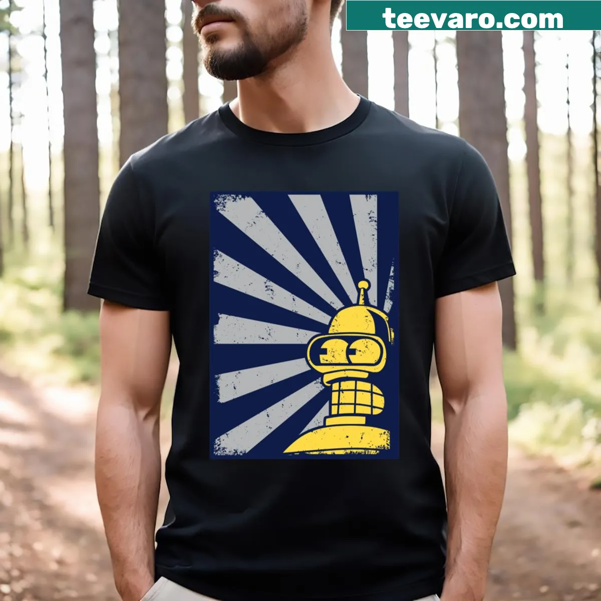 Playful cartoon T-shirt featuring Bender Ray — on a men's t-shirt