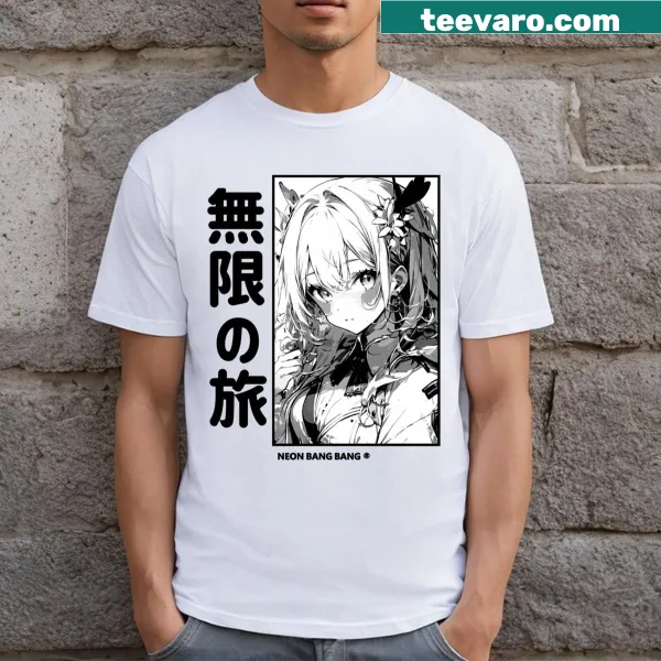 Cute manga-inspired girl graphic T-shirt in Harajuku style