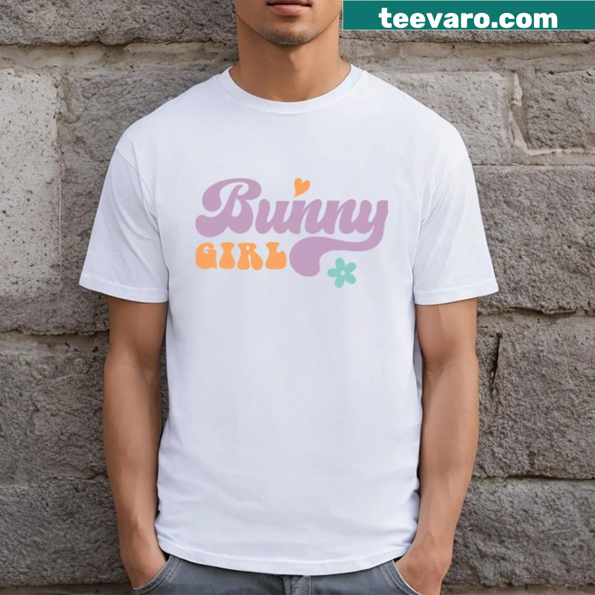 Kid's Bunny Girl t-shirt with an adorable bunny design — on a men's t-shirt