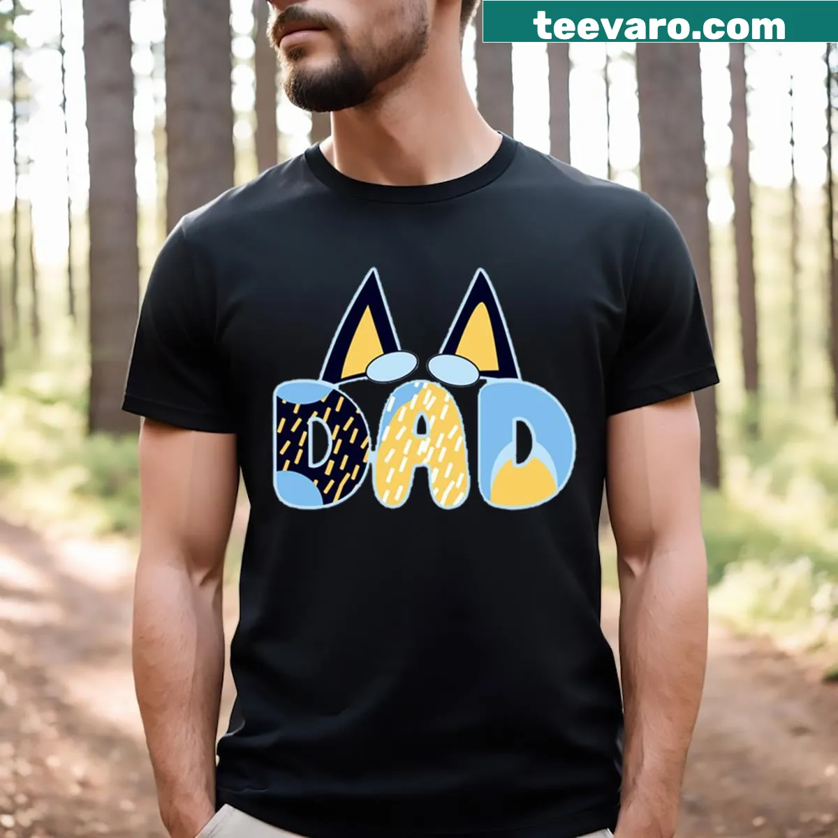 Cartoon dad graphic on an essential t-shirt — on a men's t-shirt
