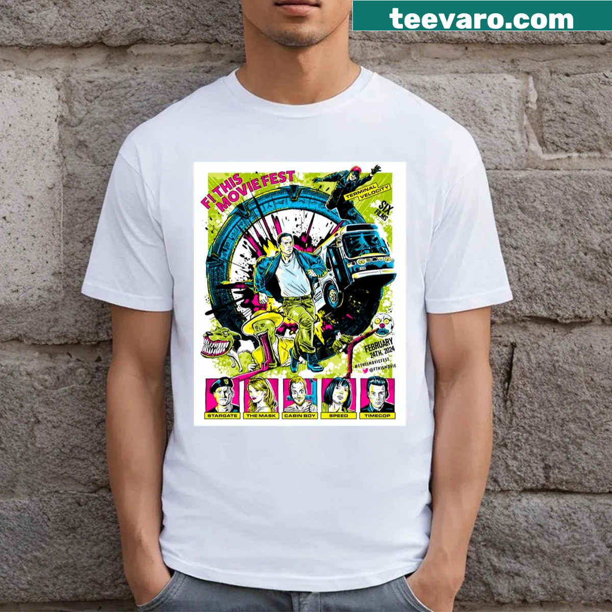 T-shirt with bold text 'F This Movie Fest 2024' in a fun design — on a men's t-shirt