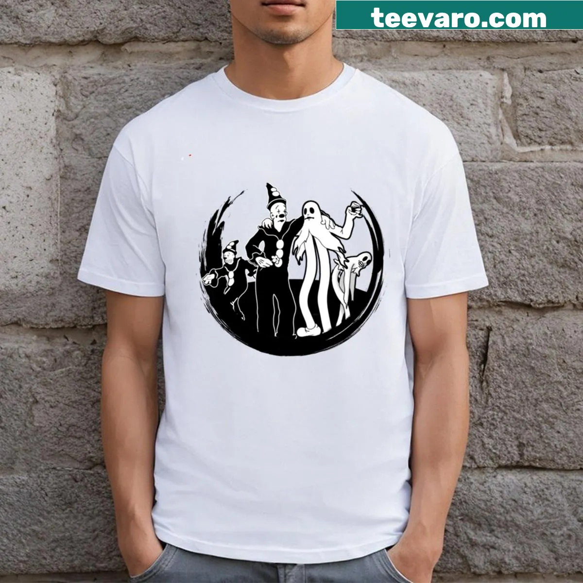 Cartoon ghost graphic on a playful T-shirt — on a men's t-shirt