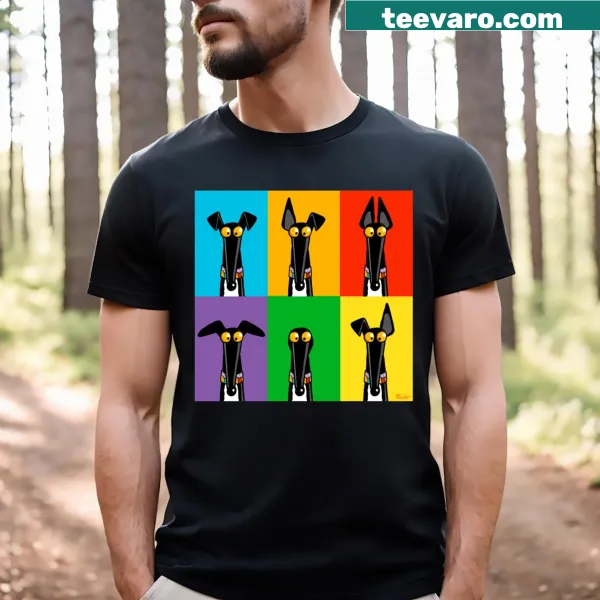 Graphic t-shirt featuring a greyhound semaphore design
