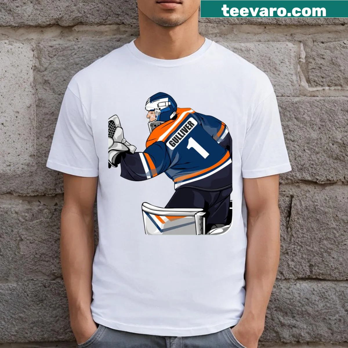 Playful Gulliver hockey graphic on a T-shirt — on a men's t-shirt