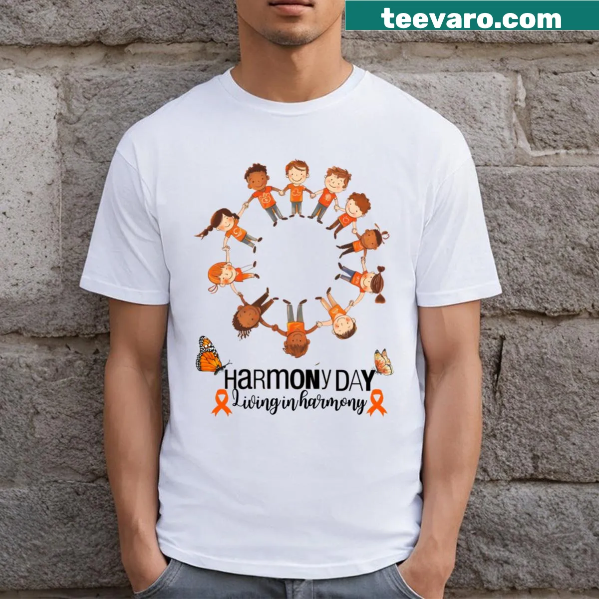 Harmony Day T-shirt for kids celebrating diversity — on a men's t-shirt