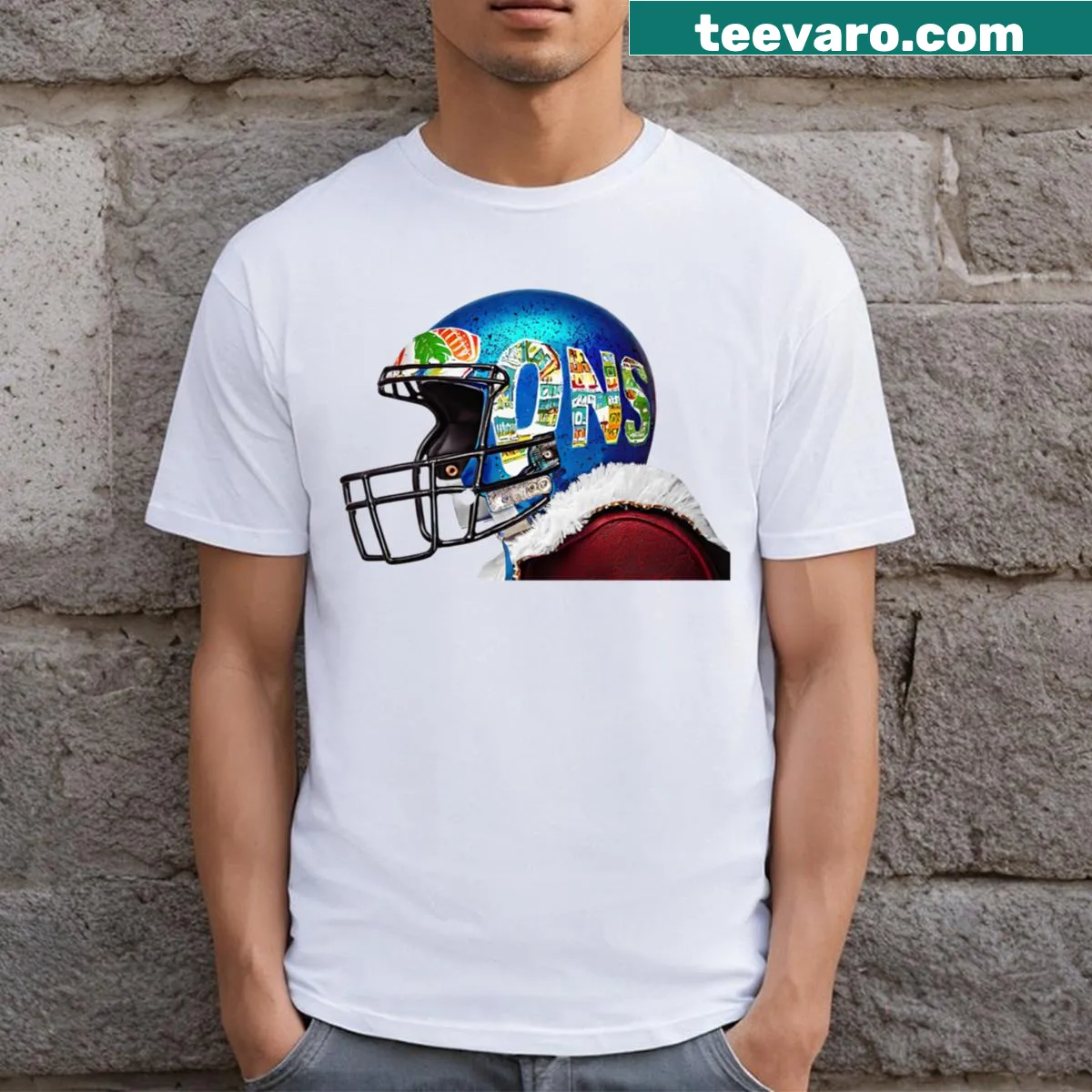 Miami Dolphins helmet graphic t-shirt for football fans — on a men's t-shirt