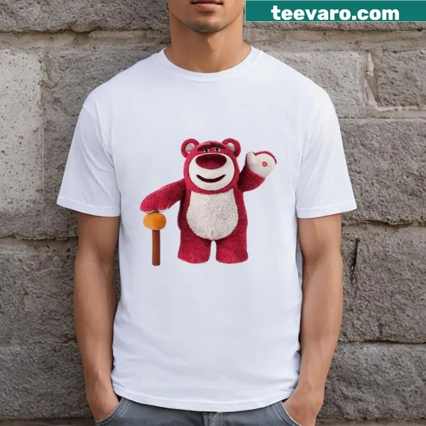T-shirt featuring Lotso Huggin Bear giving a high five