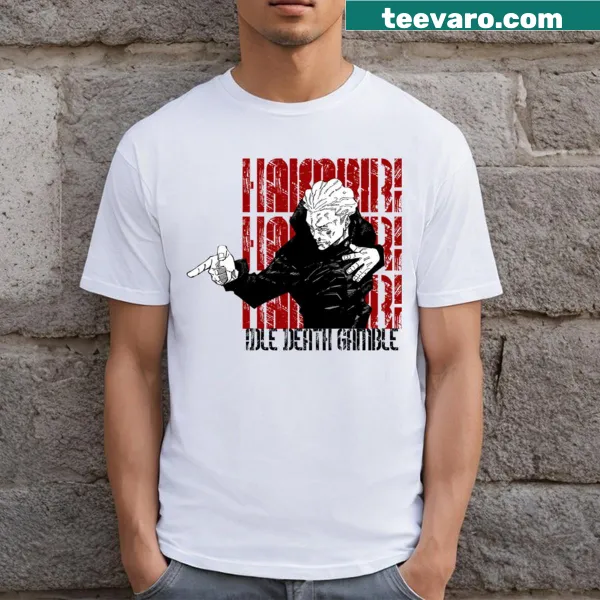 T-shirt featuring intricate artwork of Kinji Hakari from Idle Death Gamble.