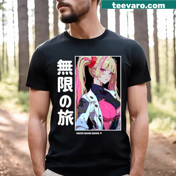 Kawaii girl graphic on a waifu-themed T-shirt