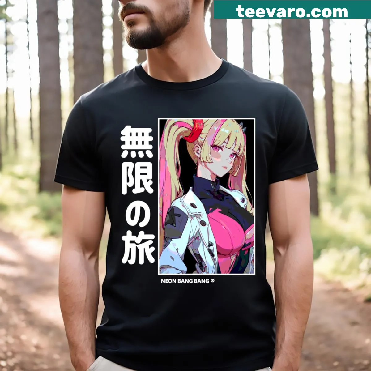 Kawaii girl graphic on a waifu-themed T-shirt — on a men's t-shirt