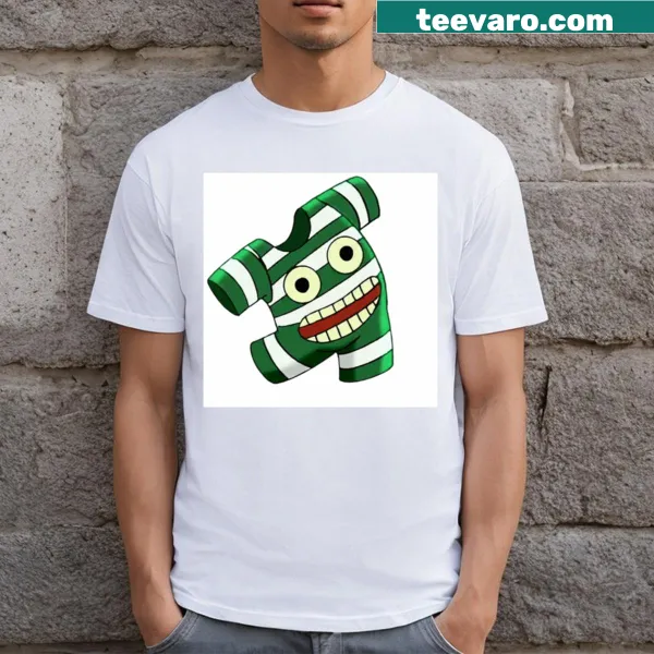 T-shirt with whimsical illustration of Klimpaloon, a magical bathing suit