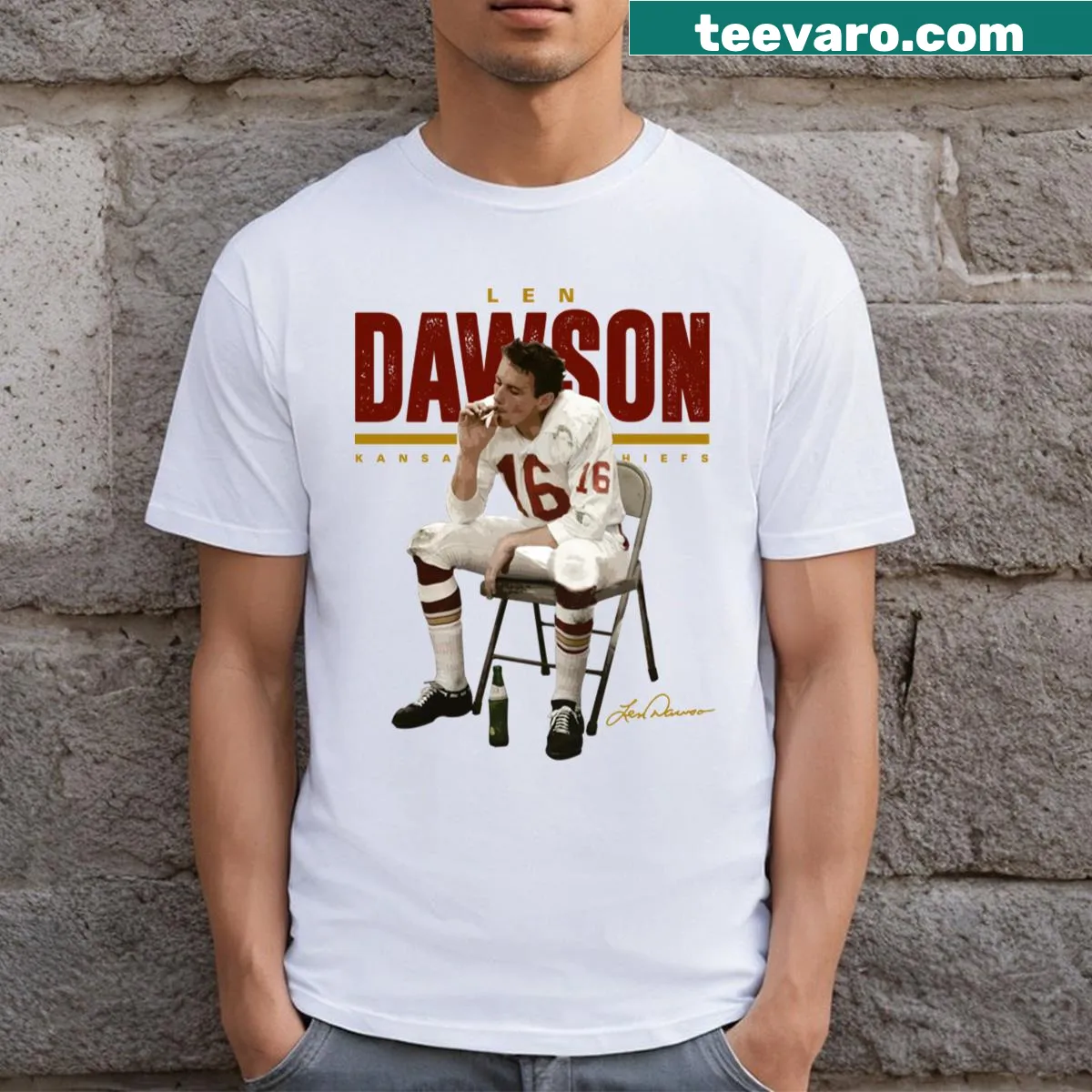 Vintage-inspired t-shirt featuring Len Dawson and halftime theme — on a men's t-shirt