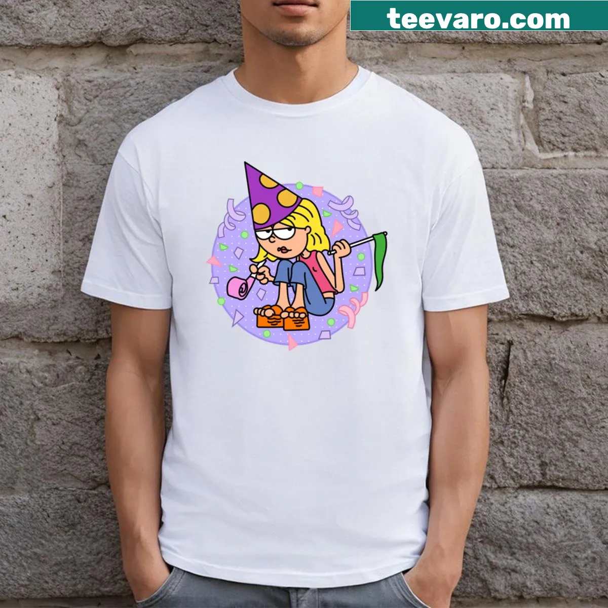 Birthday-themed t-shirt featuring festive graphics for Lizzie — on a men's t-shirt