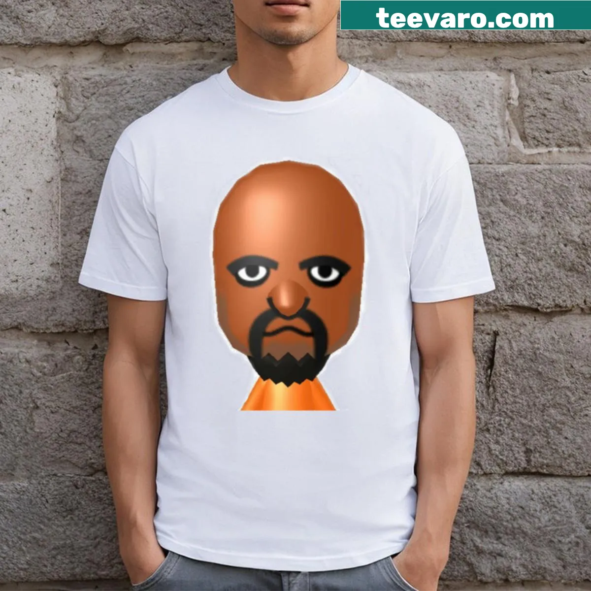 Cartoon design of Matt from Wii Sports meme on a t-shirt — on a men's t-shirt