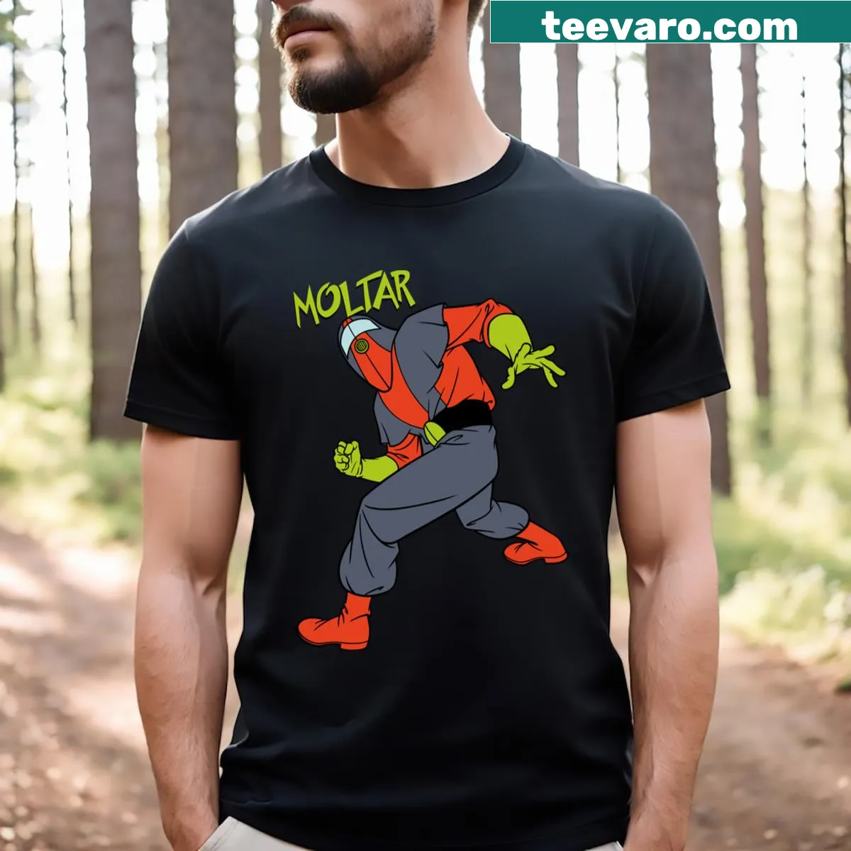 Nostalgic graphic of Moltar on a T-shirt — on a men's t-shirt