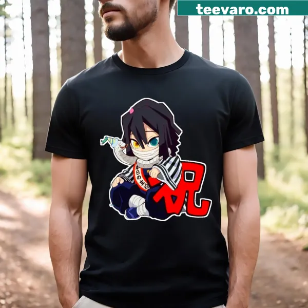 T-shirt featuring graphic of Obanai from anime.