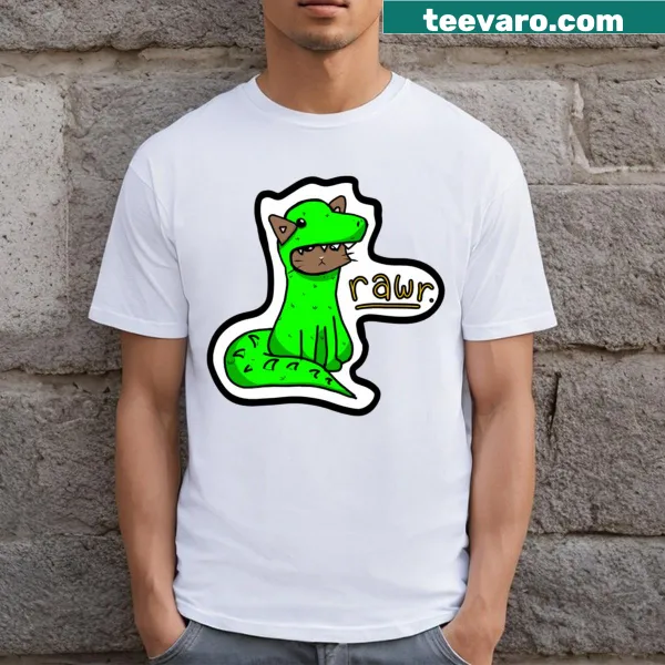 Cartoon cat in dinosaur costume T-shirt