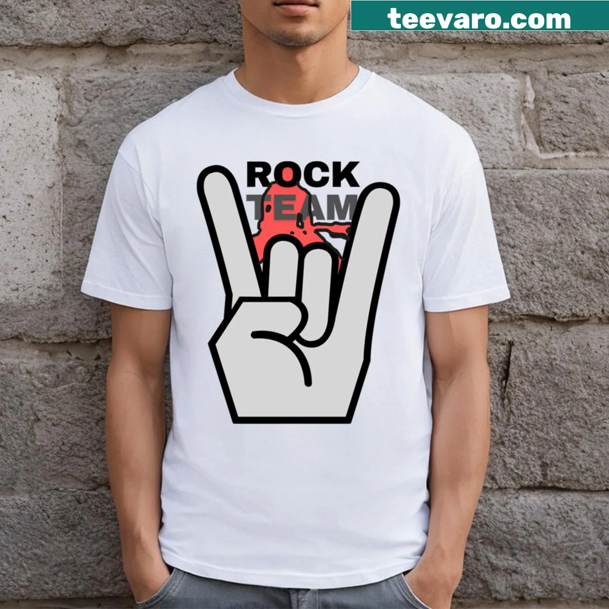 Retro T-shirt with playful punk guitar graphic and funny text — on a men's t-shirt