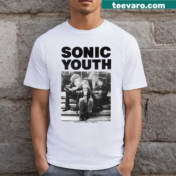 Vintage poster design featuring Sonic Youth on a t-shirt