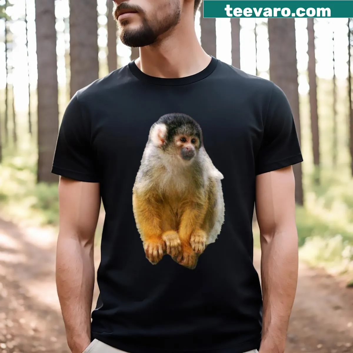 Illustration of a cute squirrel monkey on a T-shirt — on a men's t-shirt