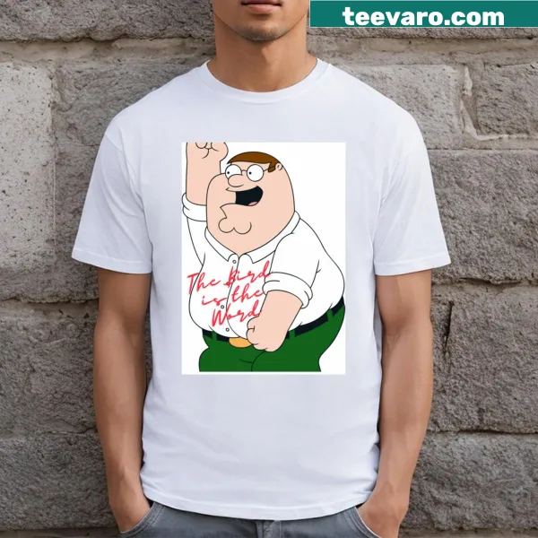 Graphic t-shirt featuring a bird and the phrase 'The Bird Is The Word'