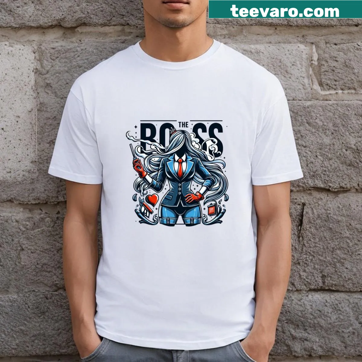Empowering t-shirt featuring 'Mafia Girl Boss' in bold typography — on a men's t-shirt