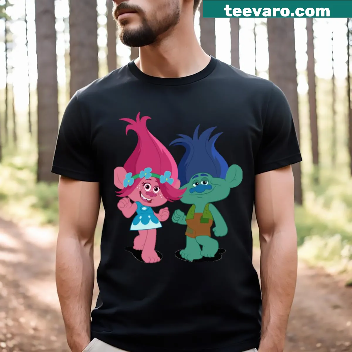 Trolls series Brozone family graphic t-shirt — on a men's t-shirt