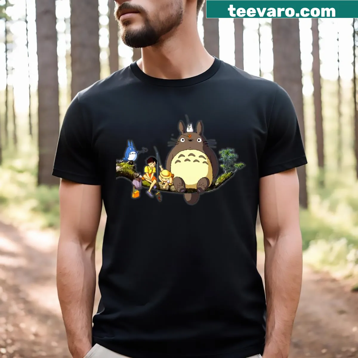 Waifu Totoro cartoon graphic t-shirt for anime fans — on a men's t-shirt