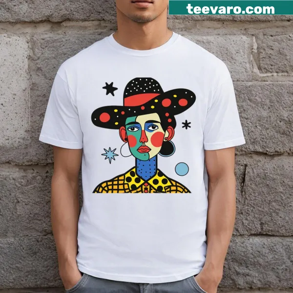 Hand-lettered T-shirt design featuring a woman in a stylish hat.