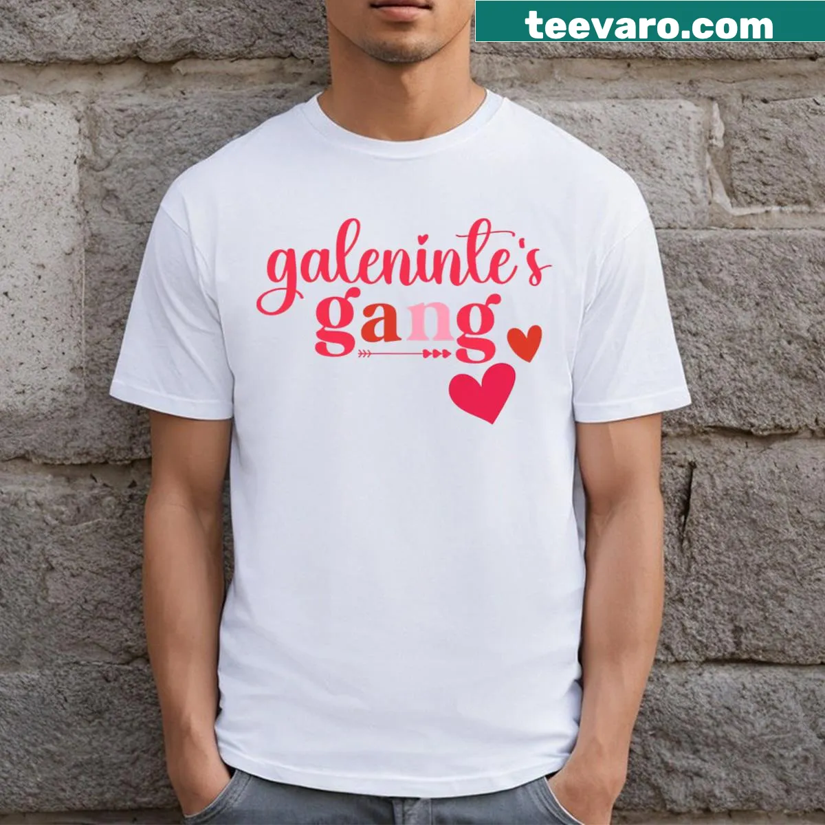 Funny cartoon graphic tee for moms and kids celebrating Galentine's Day. — on a men's t-shirt