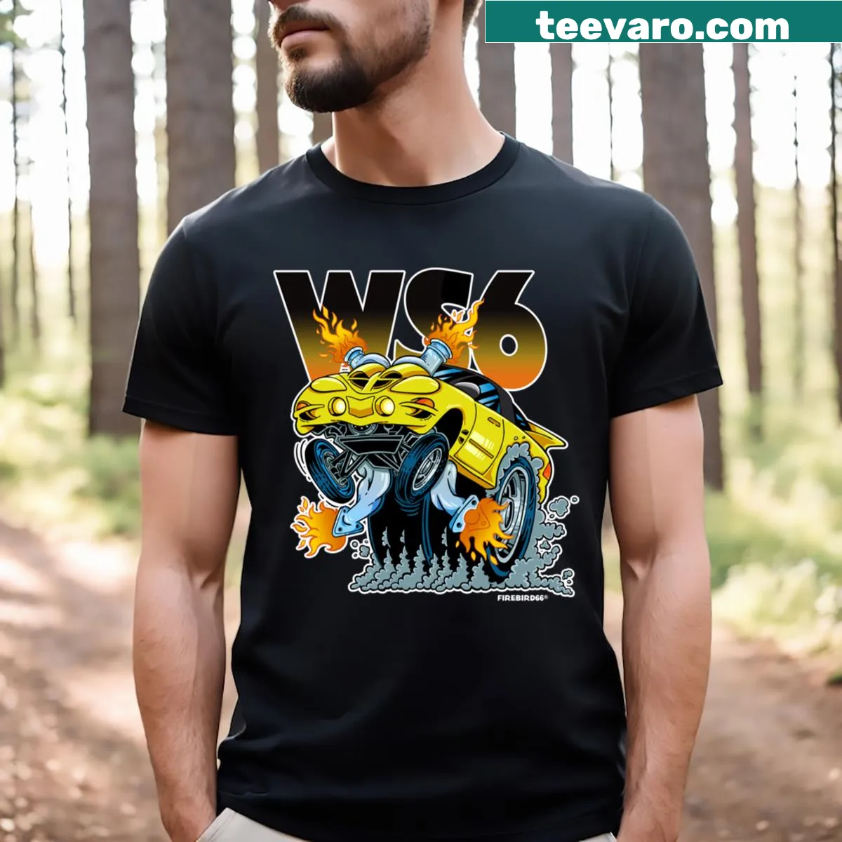 Illustration of a WS6 Trans Am on a T-shirt. — on a men's t-shirt