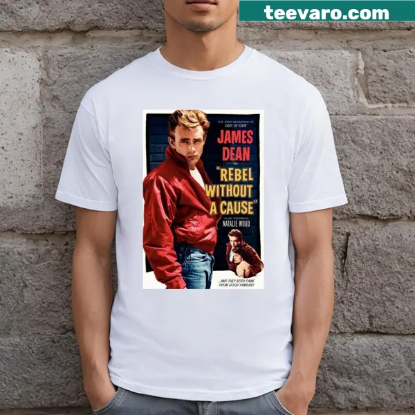 T-shirt with 'A Rebel Without A Cause' text