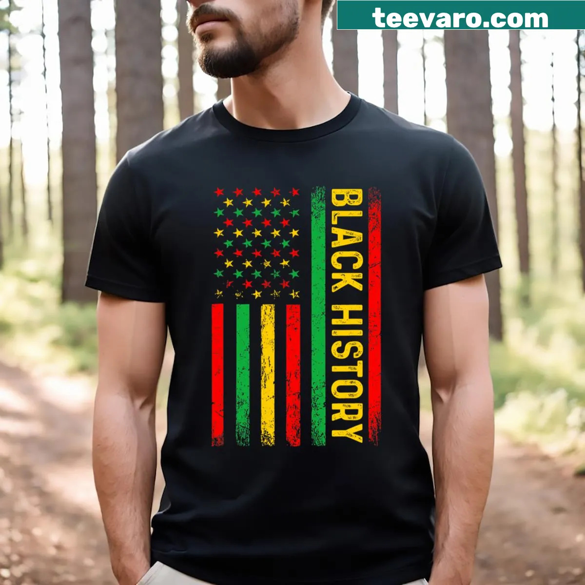 African American Men T-shirt with bold typography celebrating culture — on a men's t-shirt