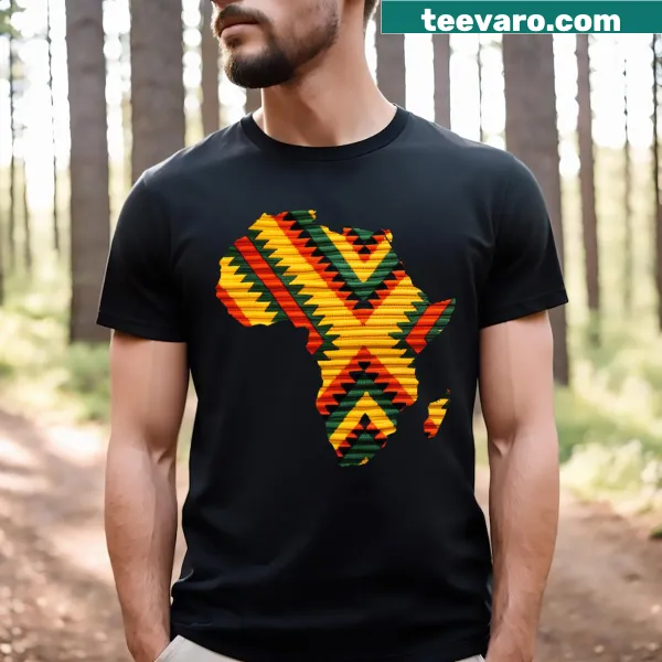 African map t-shirt featuring Kente art pattern design