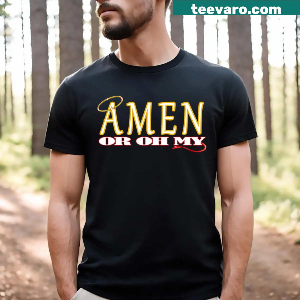 T-shirt with a humorous religious quote — on a men's t-shirt