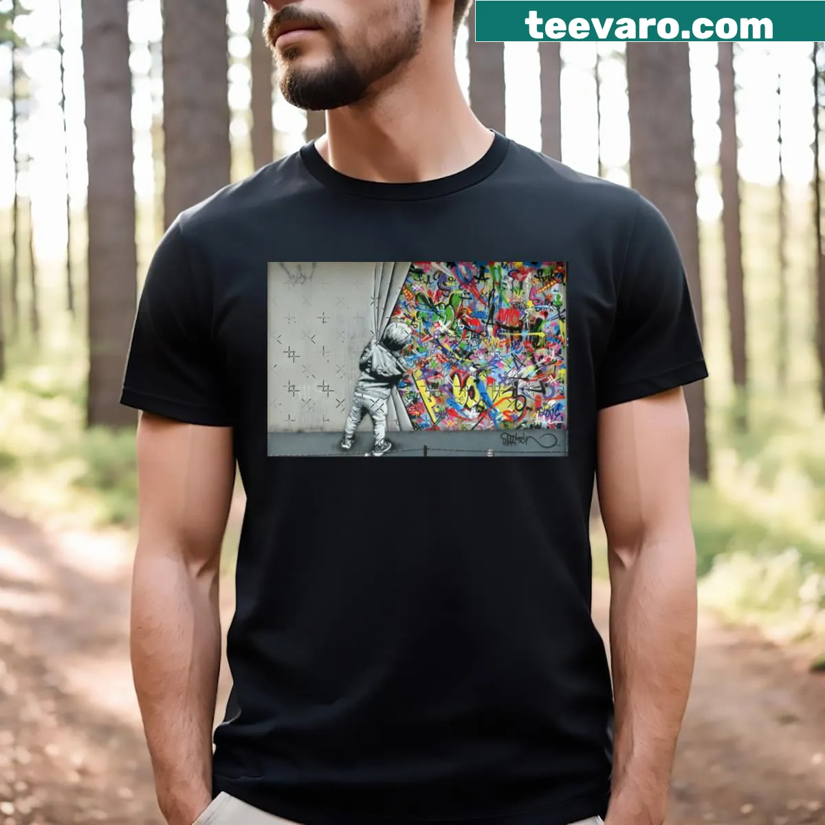 Miami T-shirt with Wynwood Walls inspired artwork — on a men's t-shirt