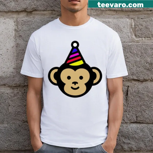 Cute monkey design birthday t-shirt with a hat