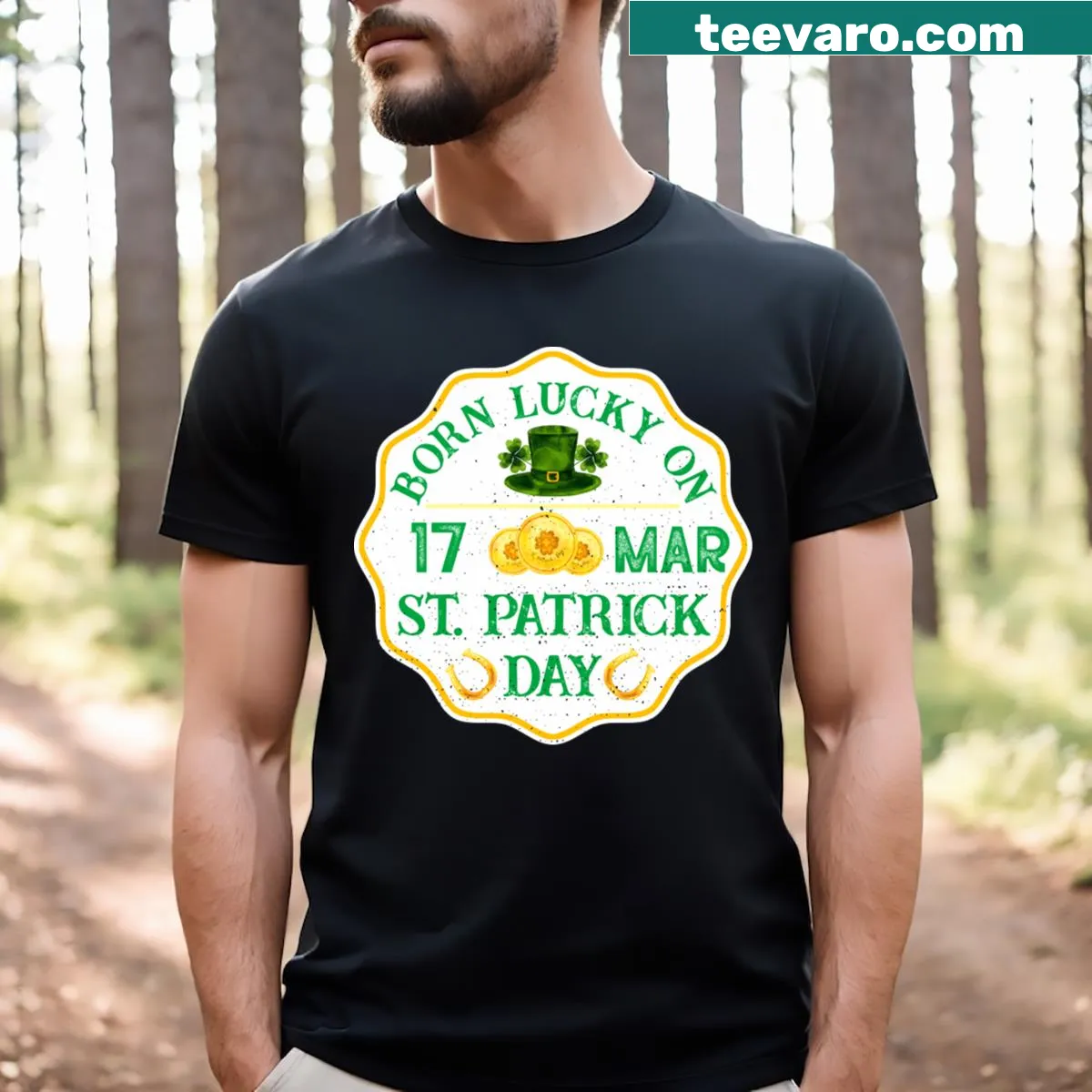 Funny St. Patrick's Day birthday T-shirt with retro design — on a men's t-shirt