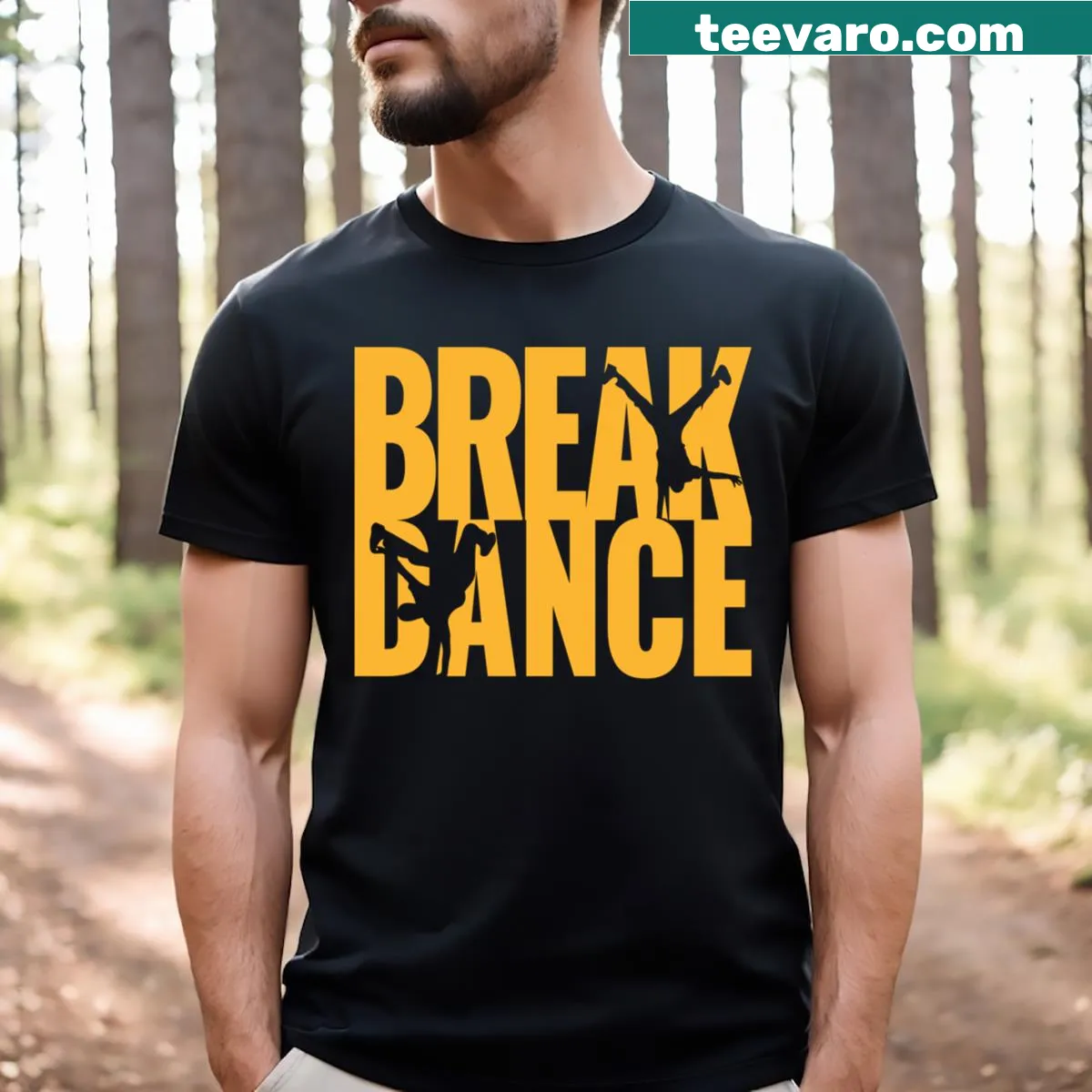 Illustrated breakdancers on a yellow hip hop t-shirt. — on a men's t-shirt