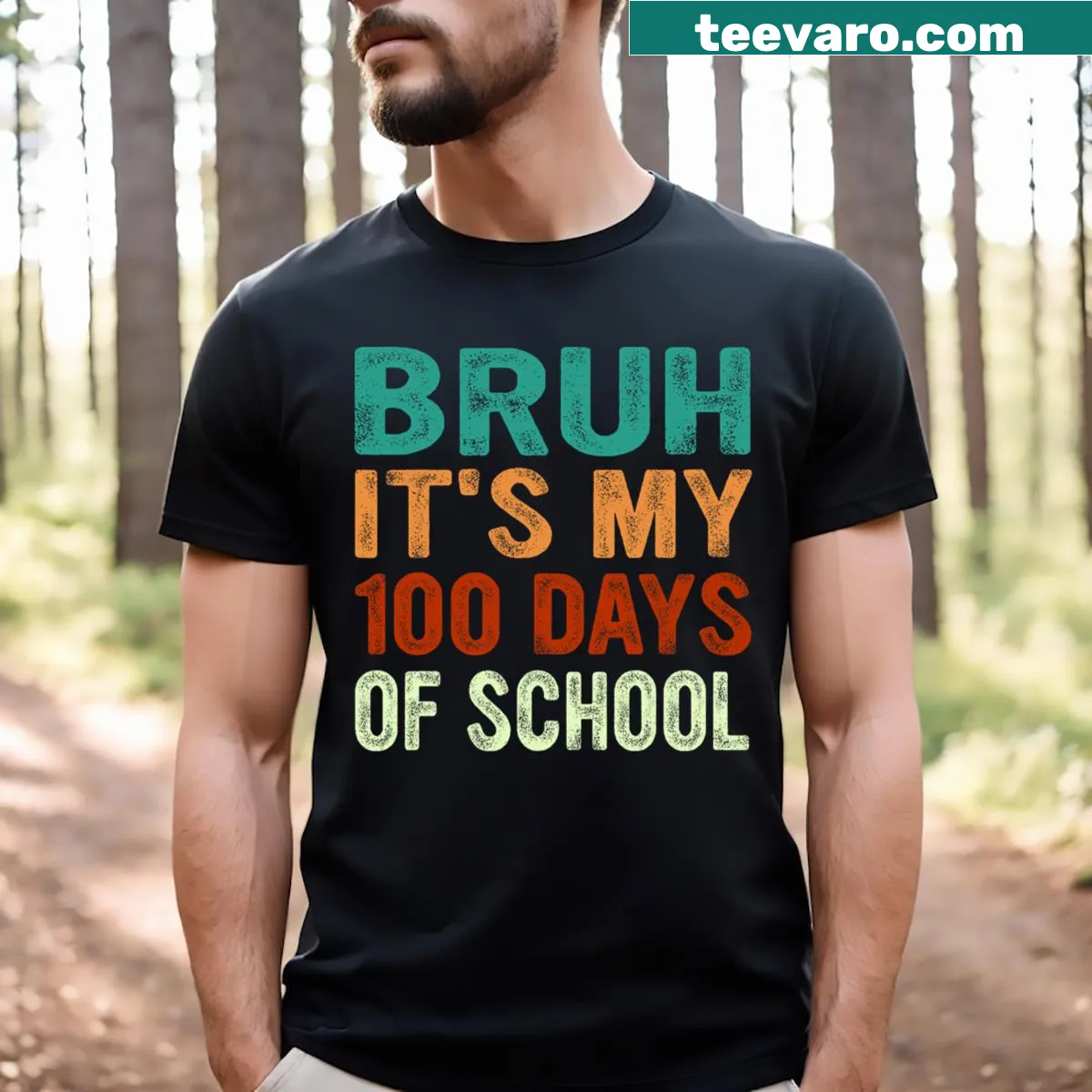 Funny 'Bruh' graphic for celebrating 100 days of school. — on a men's t-shirt