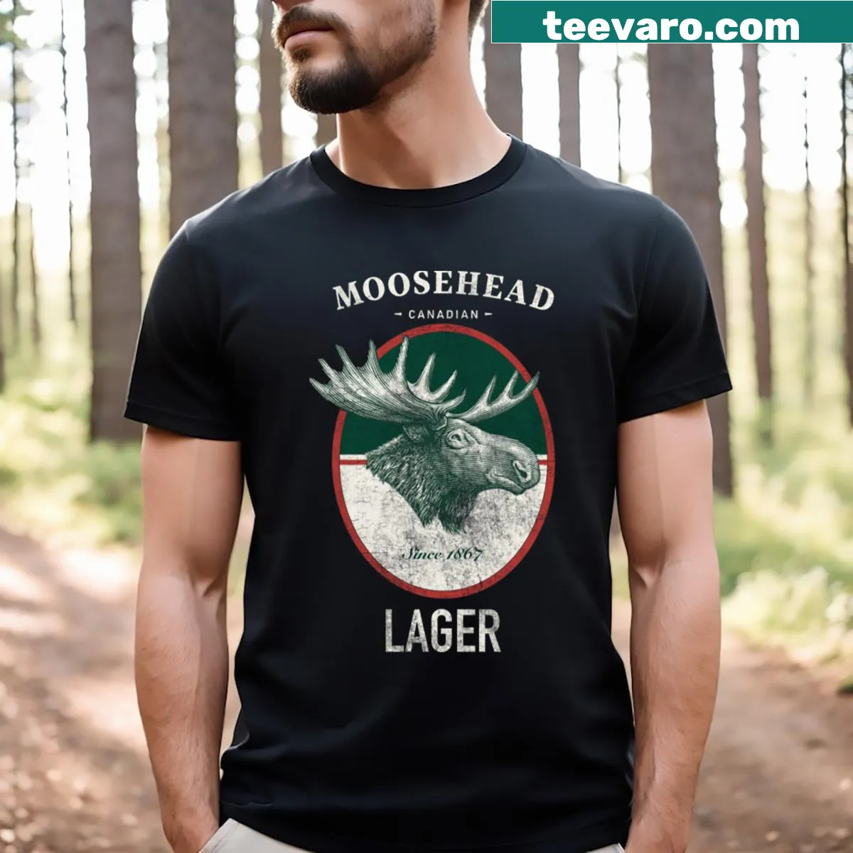 T-shirt celebrating Canadian beer since 1867 with bold text — on a men's t-shirt