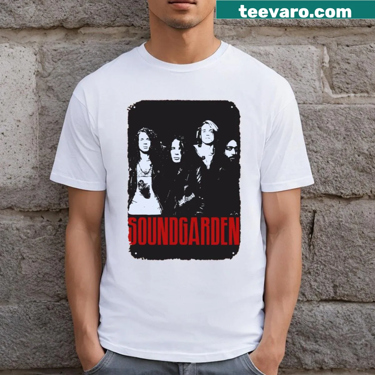 Vintage-inspired t-shirt with Soundgarden and Screaming Trees graphics — on a men's t-shirt