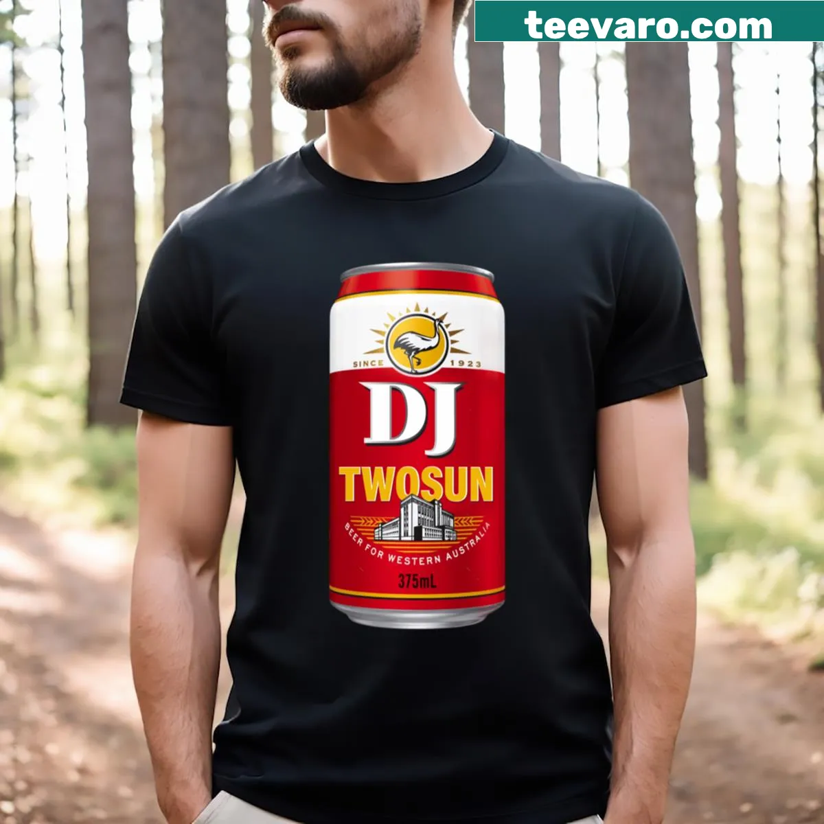 Fun DJ character graphic t-shirt for music fans — on a men's t-shirt