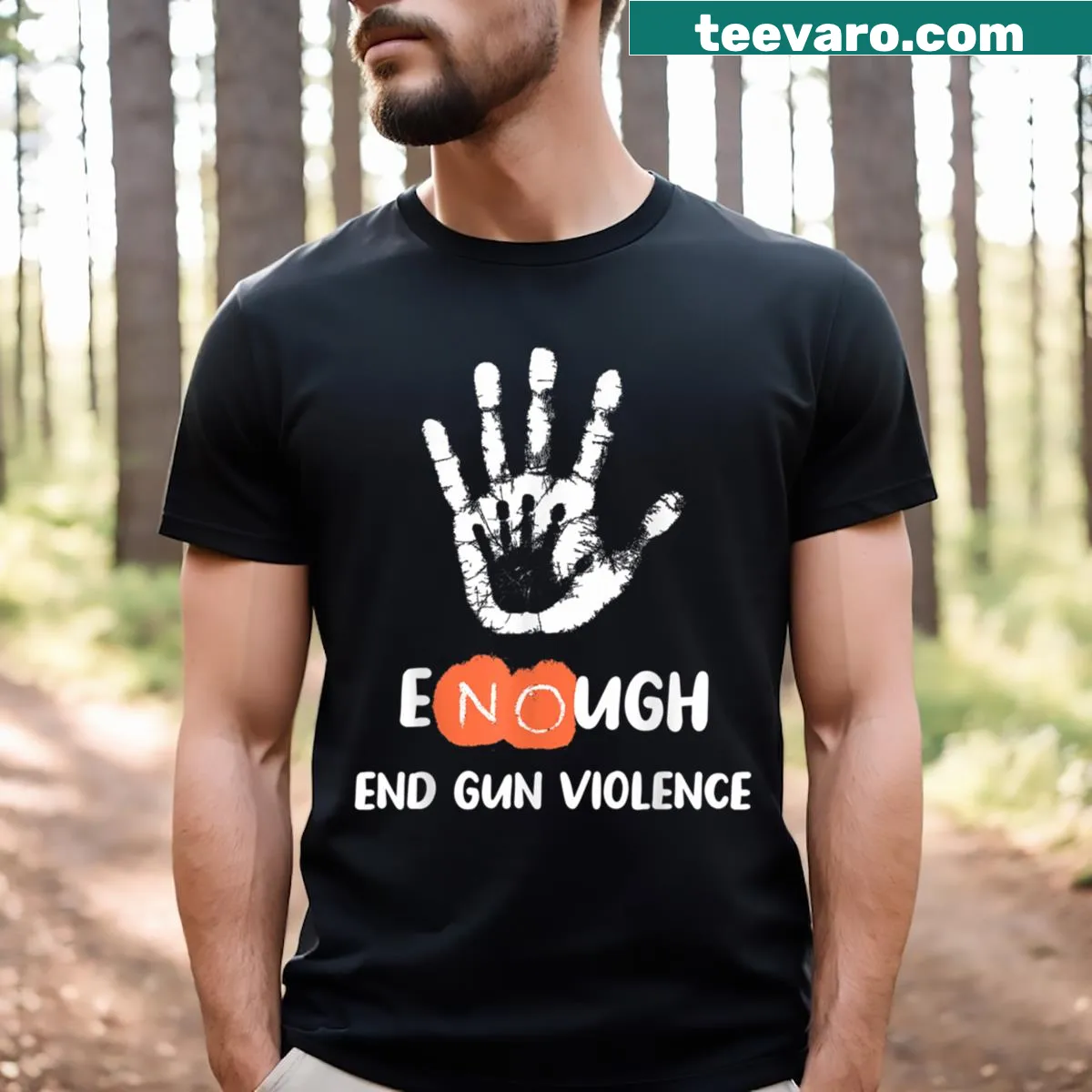 T-shirt with a strong anti-violence message about gun control — on a men's t-shirt