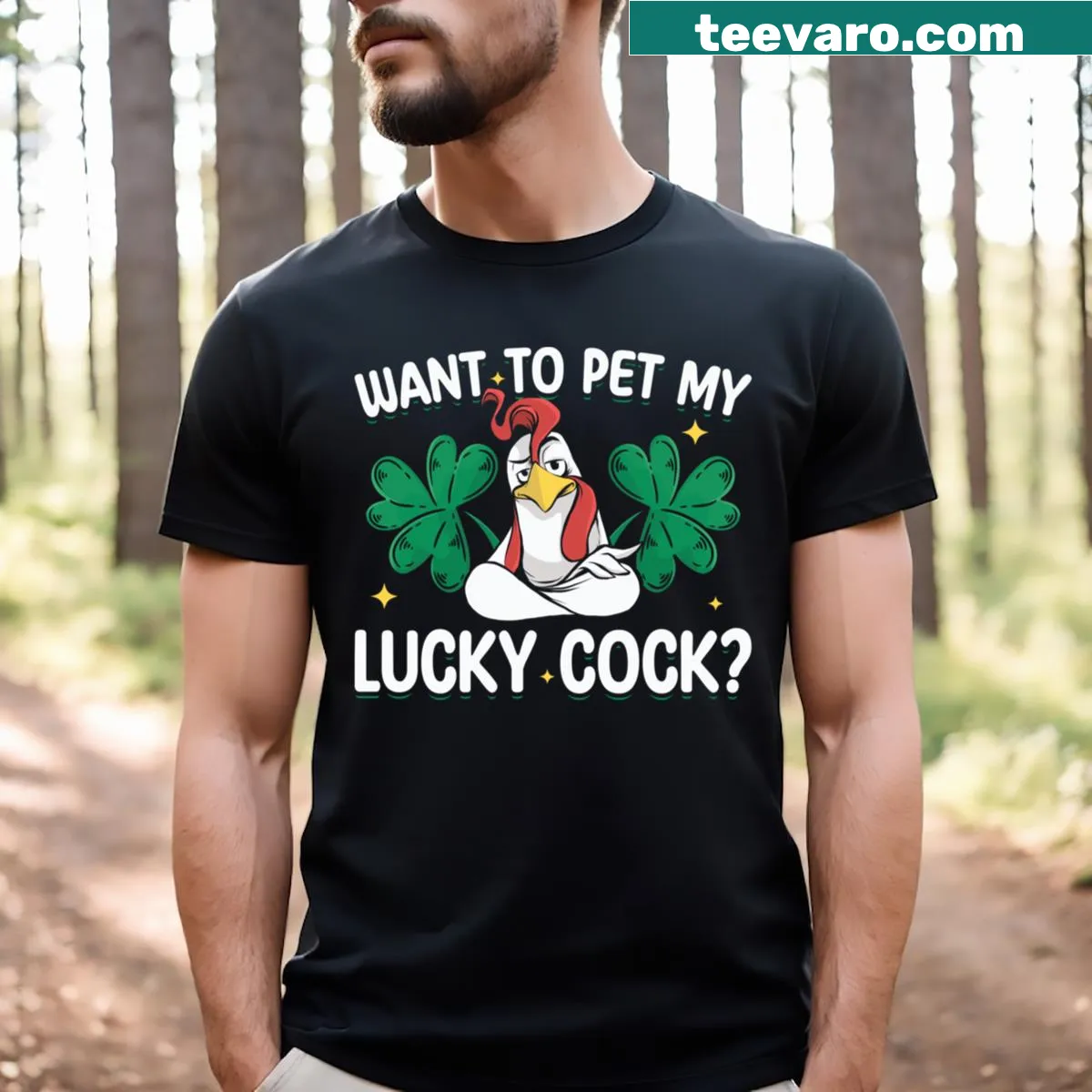 St. Patrick's Day t-shirt featuring Lucky Cock humor — on a men's t-shirt