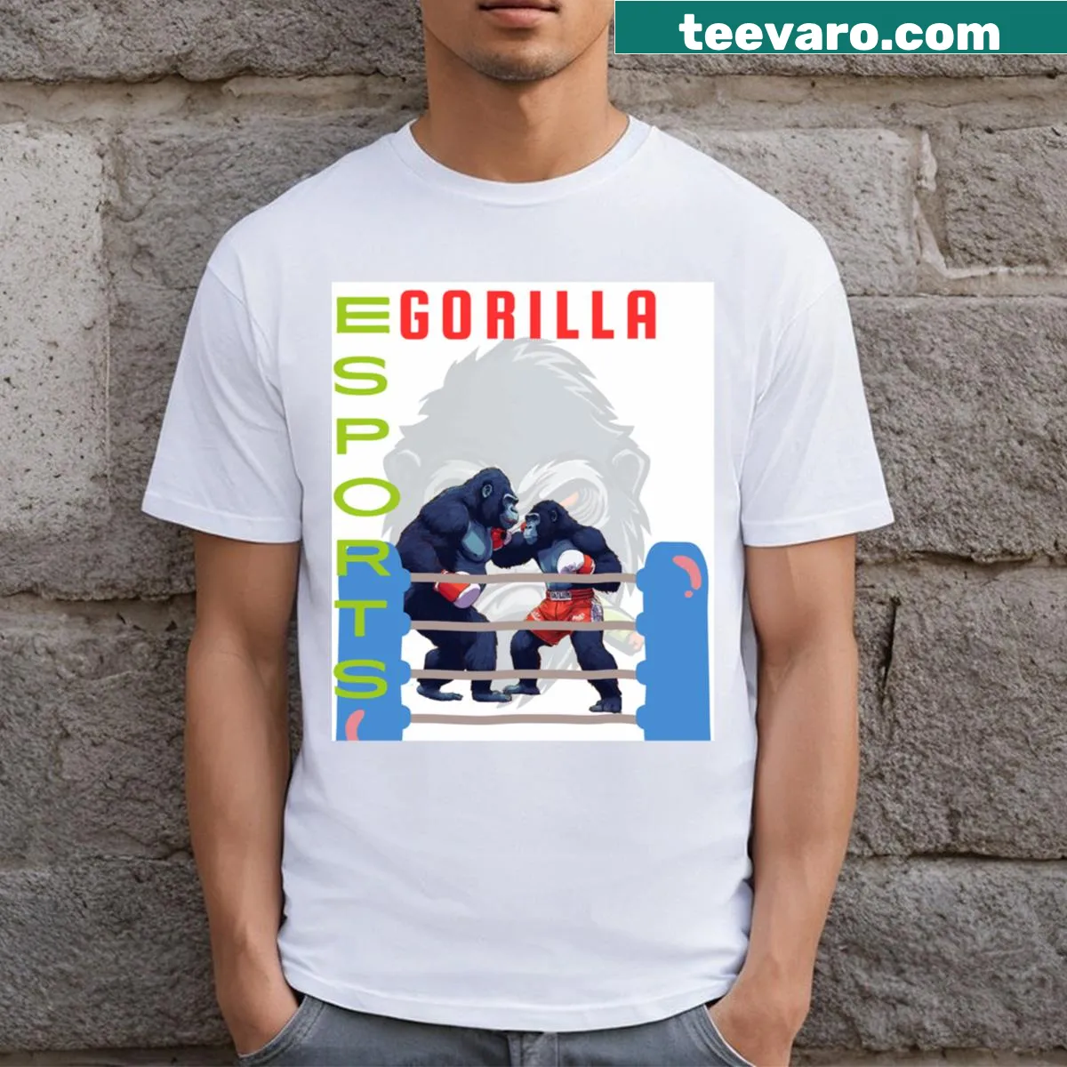 Illustration of a boxing gorilla on T-shirt — on a men's t-shirt