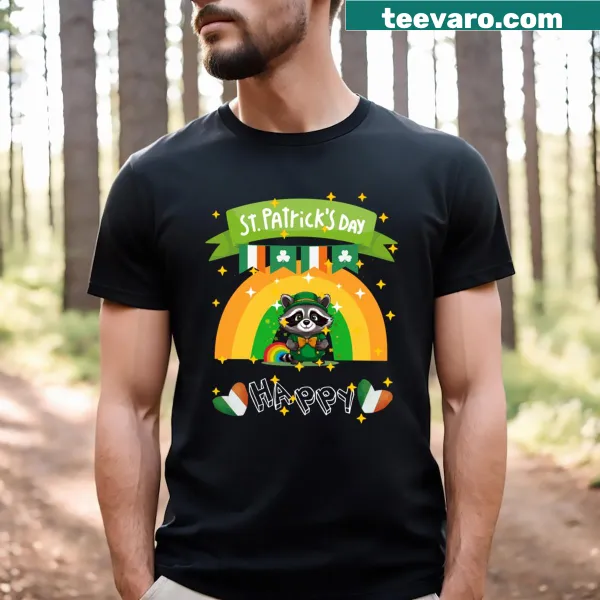 Funny T-shirt with a raccoon and St. Patrick's Day theme