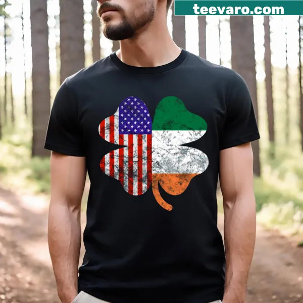 Irish American flag and shamrock design t-shirt