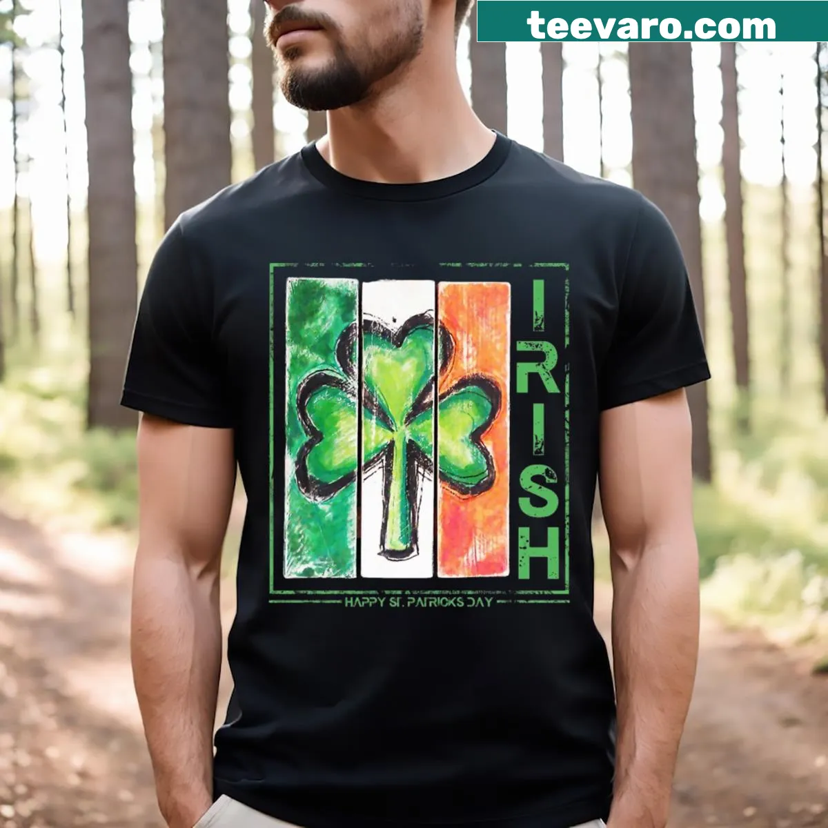 Graphic wishing a Happy St. Patrick's Day on a T-shirt — on a men's t-shirt